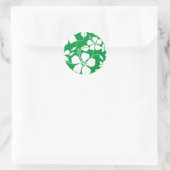 STICKER ROND HULA HAÏIENNE (HIBISCUS) VERT (Sac)