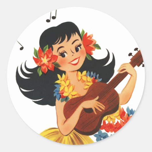 Sticker Rond Hula Hula Girl (Devant)