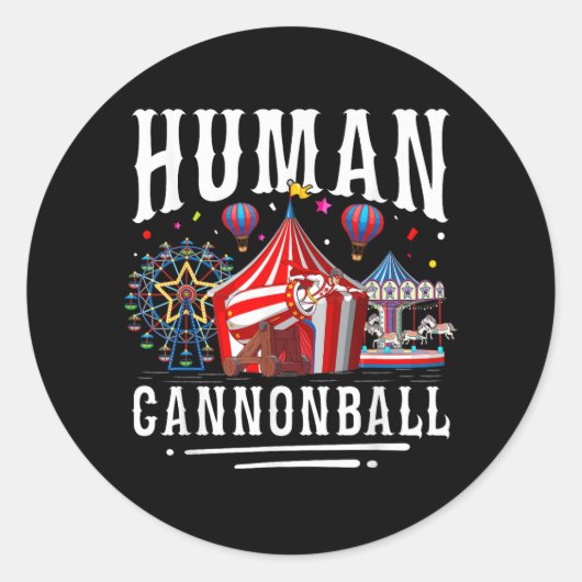 Sticker Rond Human Cannonball Circus Carnival (Devant)