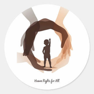 Sticker Rond Human Rights for All – Minimal Diversity Circle De