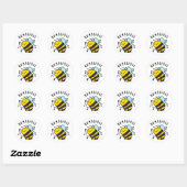 Sticker Rond Humble Bee Funny Bumblebee Pun (Feuille)
