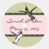 Sticker Rond Humming Birds Grunge Hearts with Wings (Devant)