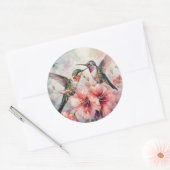 Sticker Rond Humming Birds with Flowers (Enveloppe)