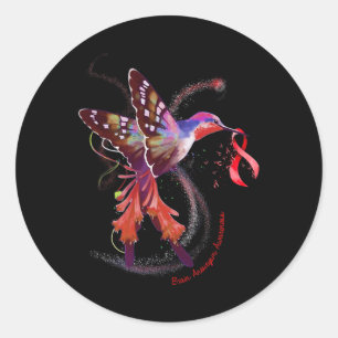 Sticker Rond Hummingbird Hold Burgundy Ribbon Cerveau Aneurysme