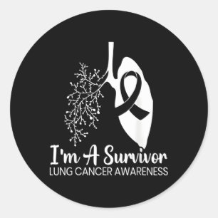 Sticker Rond Hummingbird Holding White Ribbon Lung Cancer Aware