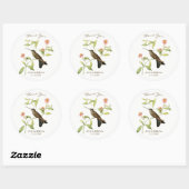 Sticker Rond Hummingbird Merci de favoriser la nuptiale autocol (Feuille)