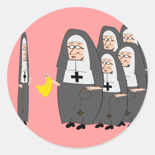 Sticker Rond Humour catholique des soeurs grasses (Devant)