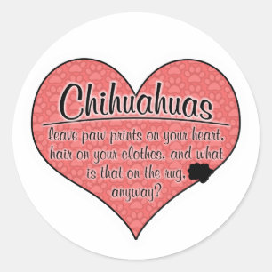 Sticker Rond Humour de chien d'empreintes de pattes de chiwawa