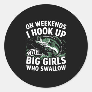 Sticker Rond Humour de pêche de week-end pêcheur - s'accrocher