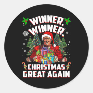 Sticker Rond Humour Drôle Trump gagnant Noël Grand Ag