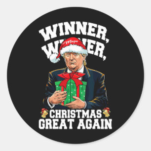 Sticker Rond Humour Drôle Trump gagnant Noël Grand Ag