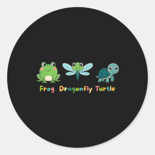 Sticker Rond Humour politique subtil Anti-Trump Frog Dragonfly