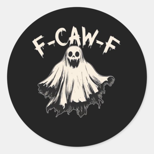 Sticker Rond Humour Rétro Classique F-Caw-F (Devant)