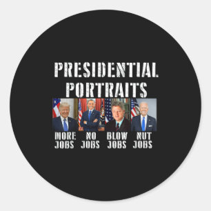 Sticker Rond Humour Traits présidentiels Trump Obama Biden Clin