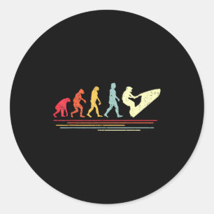 Sticker Rond Humour vintage ski nautique rétro embarcation aqua