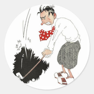 Sticker Rond Humour vintage sur le golf, golfeur drôle et ridic
