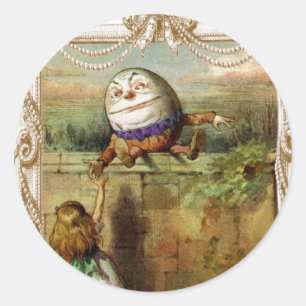 Sticker Rond Humpty Dumpt et Alice