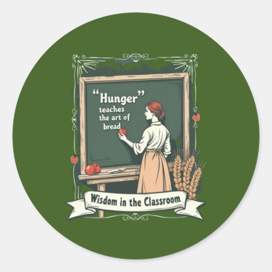 Sticker Rond Hunger and Bread Quote Art (Devant)