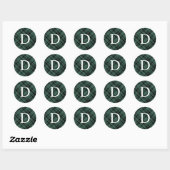 Sticker Rond Hunter Green Tartan Plaid Monogramme de vacances i (Feuille)