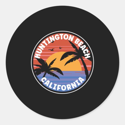 Sticker Rond Huntington Beach California Sunset (Devant)