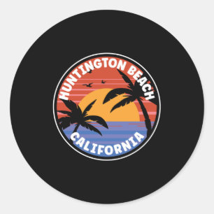 Sticker Rond Huntington Beach California Sunset