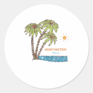 Sticker Rond Huntington Beach, Californie Surf Vi