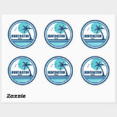 Sticker Rond Huntington Beach Caroline du Sud Palm Tree Birds (Feuille)