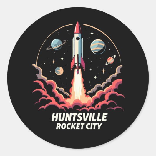 Sticker Rond Huntsville Rocket City Space Adventure (Devant)