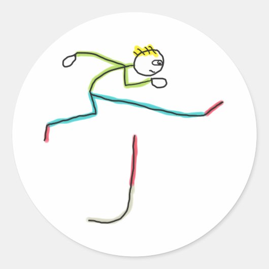 Sticker Rond Hurdling Stickman (Devant)