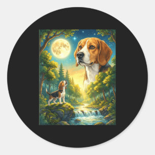 Sticker Rond Hurlement à la lune mème animal chien beagle