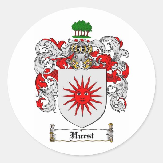 STICKER ROND HURST FAMILLE CREST - HURST COAT OF ARMS (Devant)
