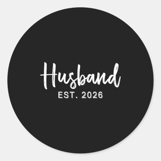 Sticker Rond Husband Est 2026 Hubby Just Married Honeymoon Wedd (Devant)