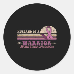 Sticker Rond Husband Of A Warrior Breast Cancer Awareness Suppo