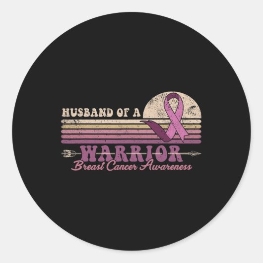 Sticker Rond Husband Of A Warrior Breast Cancer Awareness Suppo (Devant)