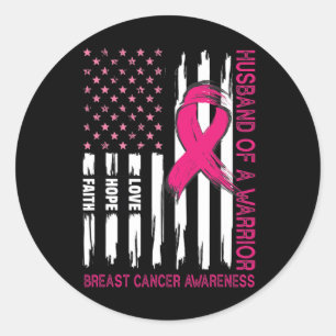Sticker Rond Husband Of A Warrior Breast Cancer Awareness Suppo