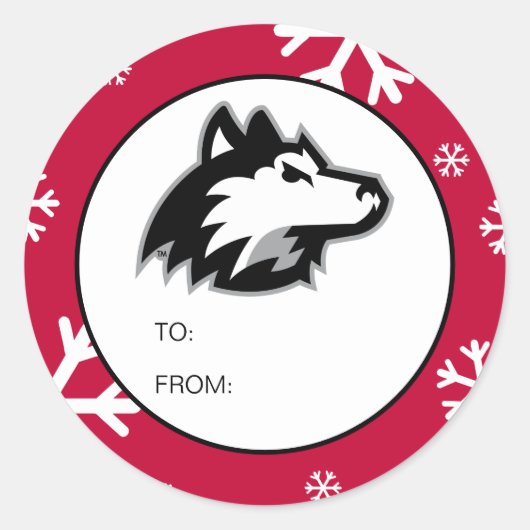 Sticker Rond Huskies du nord de l'Illinois | Noël (Devant)