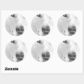 Sticker Rond Husky (Feuille)