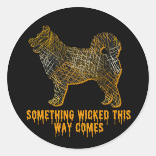 Sticker Rond Husky Chien Silhouette Fun Halloween