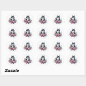 Sticker Rond Husky Floral (Feuille)