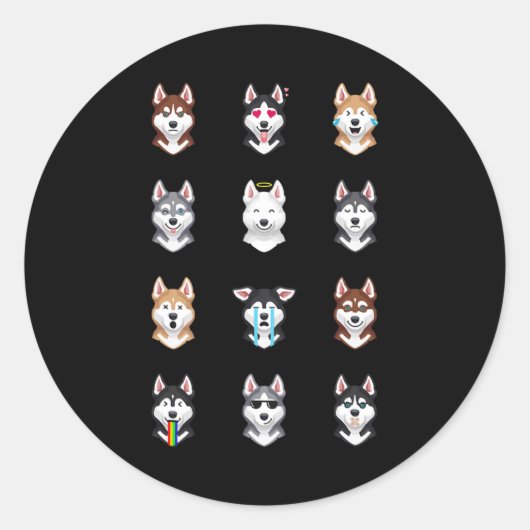 Sticker Rond Husky Gift | Funny Sibérien Husky Emoji (Devant)