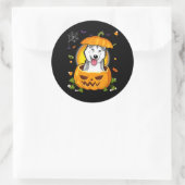 Sticker Rond Husky Gift | Halloween Chien sorcier Citrouille Hu (Sac)