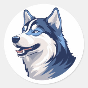 Sticker Rond Husky Howlers Husky Dog Power Logo Art