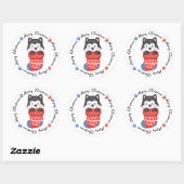 Sticker Rond Husky Puppy Chien mignon Festif Joyeux Noël (Feuille)