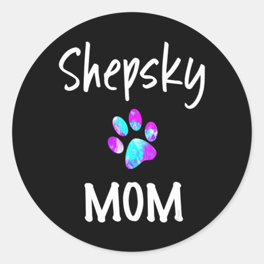 Sticker Rond Husky | Shepsky Mom German Shepherd Husky Mix Chie (Devant)