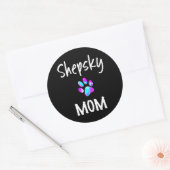 Sticker Rond Husky | Shepsky Mom German Shepherd Husky Mix Chie (Enveloppe)