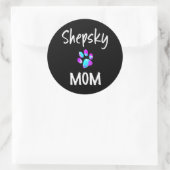 Sticker Rond Husky | Shepsky Mom German Shepherd Husky Mix Chie (Sac)