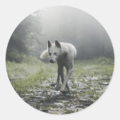 Sticker Rond Husky Sibérien Blanc (Devant)
