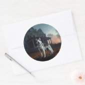 Sticker Rond Husky sibérien Halloween effrayant (Enveloppe)