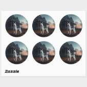 Sticker Rond Husky sibérien Halloween effrayant (Feuille)