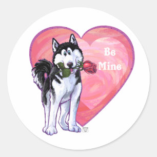 Sticker Rond Husky Valentine's Day